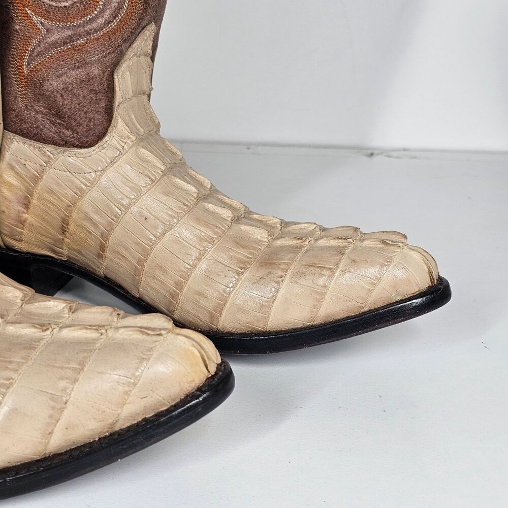 Sedona West Men's Genuine Hornback Caiman Tail Cut Cowboy Boots Tan Brown 6.5D - Picture 8 of 15
